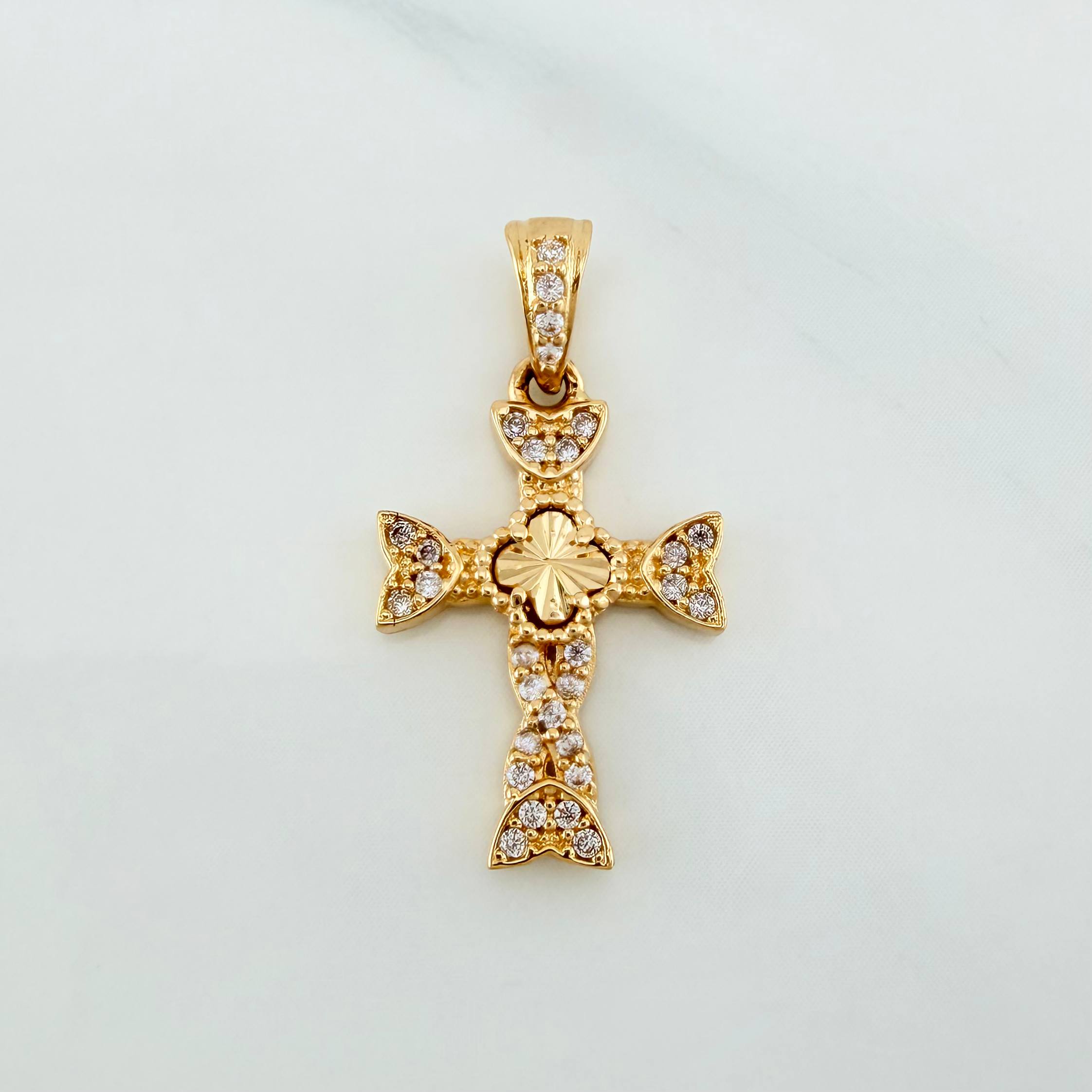 Dije Cruz Trebol 1.6 g / 2.4 cm Oro Amarillo 18K