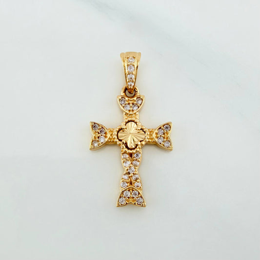 Dije Cruz Trebol 1.6 g / 2.4 cm Oro Amarillo 18K
