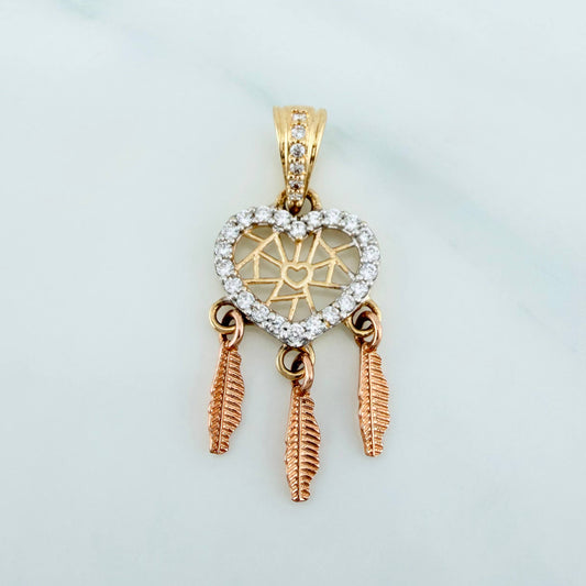 Dije Corazon Atrapasueños 1.55 g / 2.8 cm Tres Oros 18K