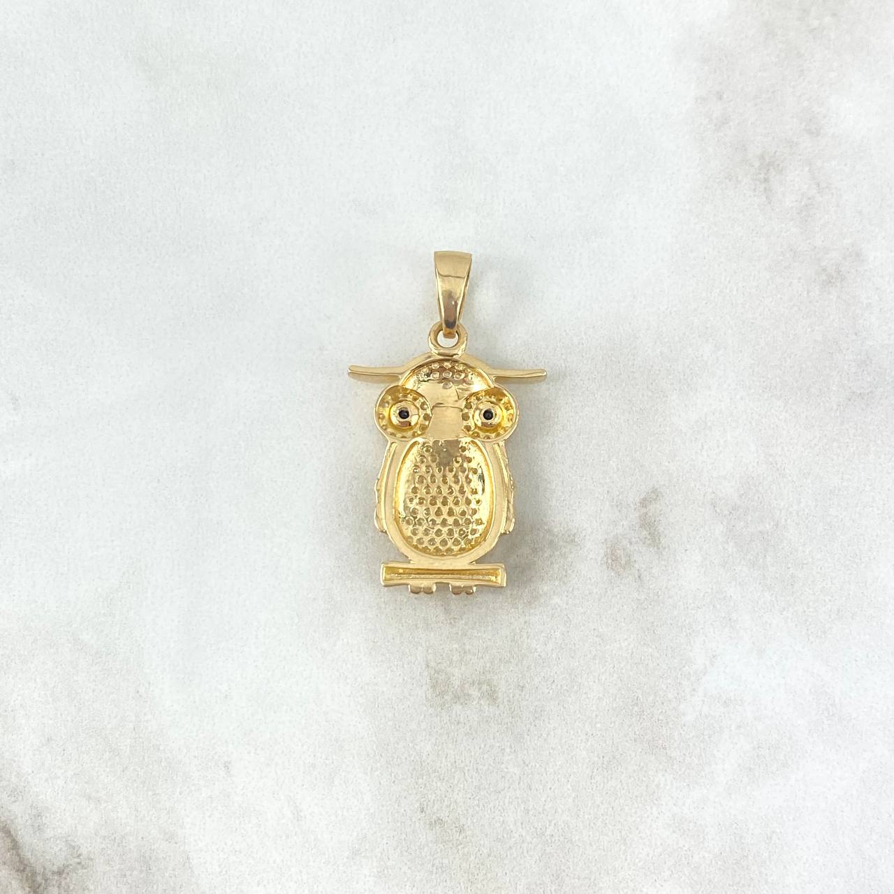 Dije Búho 6gr / 3.4cm / Circones Blancos Oro Amarillo
