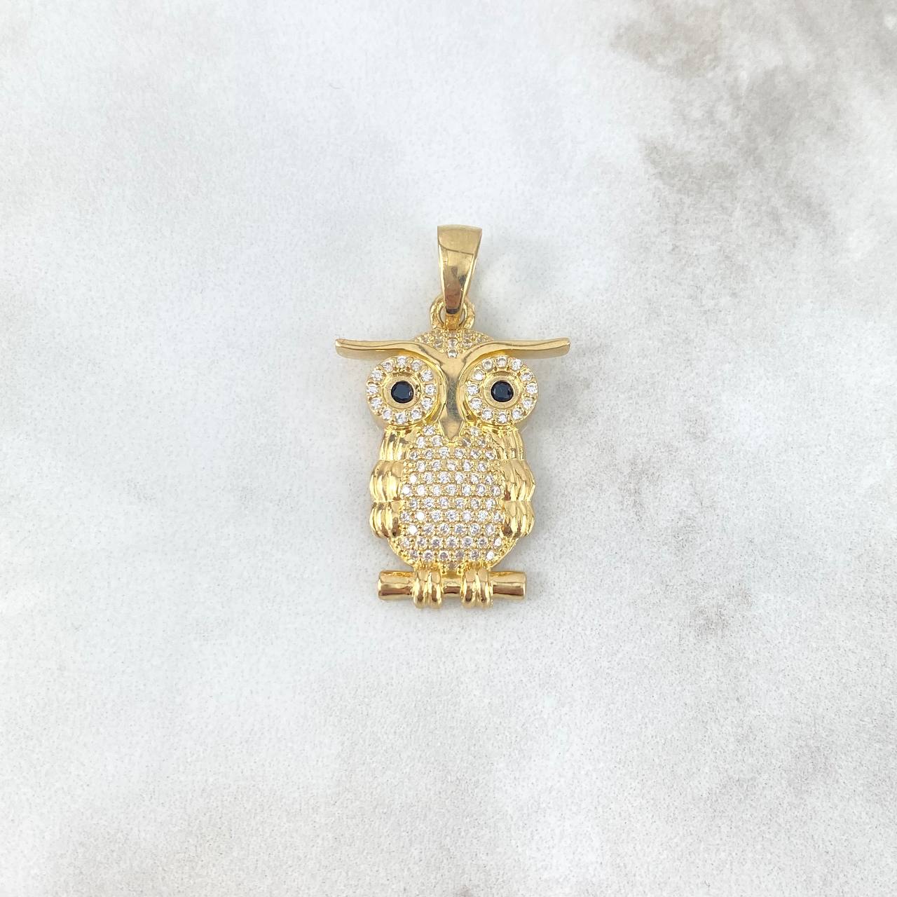 Dije Búho 6gr / 3.4cm / Circones Blancos Oro Amarillo