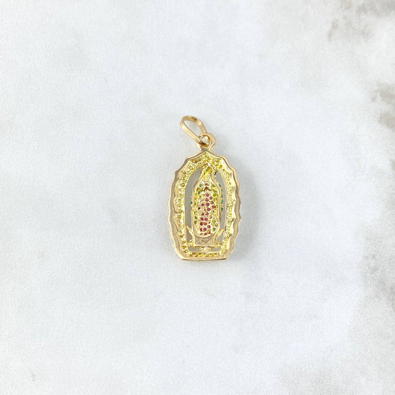 Dije Virgen de Guadalupe 4.8gr / 3.8cm / Circones Blancos-Verdes-Fucsias Oro Amarillo *