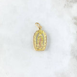 Dije Virgen de Guadalupe 4.8gr / 3.8cm / Circones Blancos-Verdes-Fucsias Oro Amarillo *