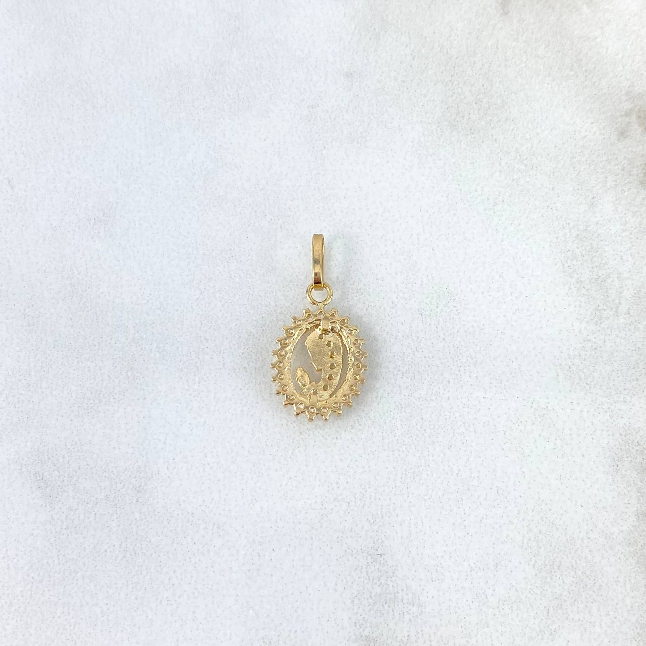 Dije Virgen María 0.9gr / 1.8cm / Circones Blancos Oro Amarillo *