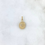 Dije Virgen María 0.9gr / 1.8cm / Circones Blancos Oro Amarillo *
