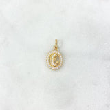Dije Virgen María 0.9gr / 1.8cm / Circones Blancos Oro Amarillo *