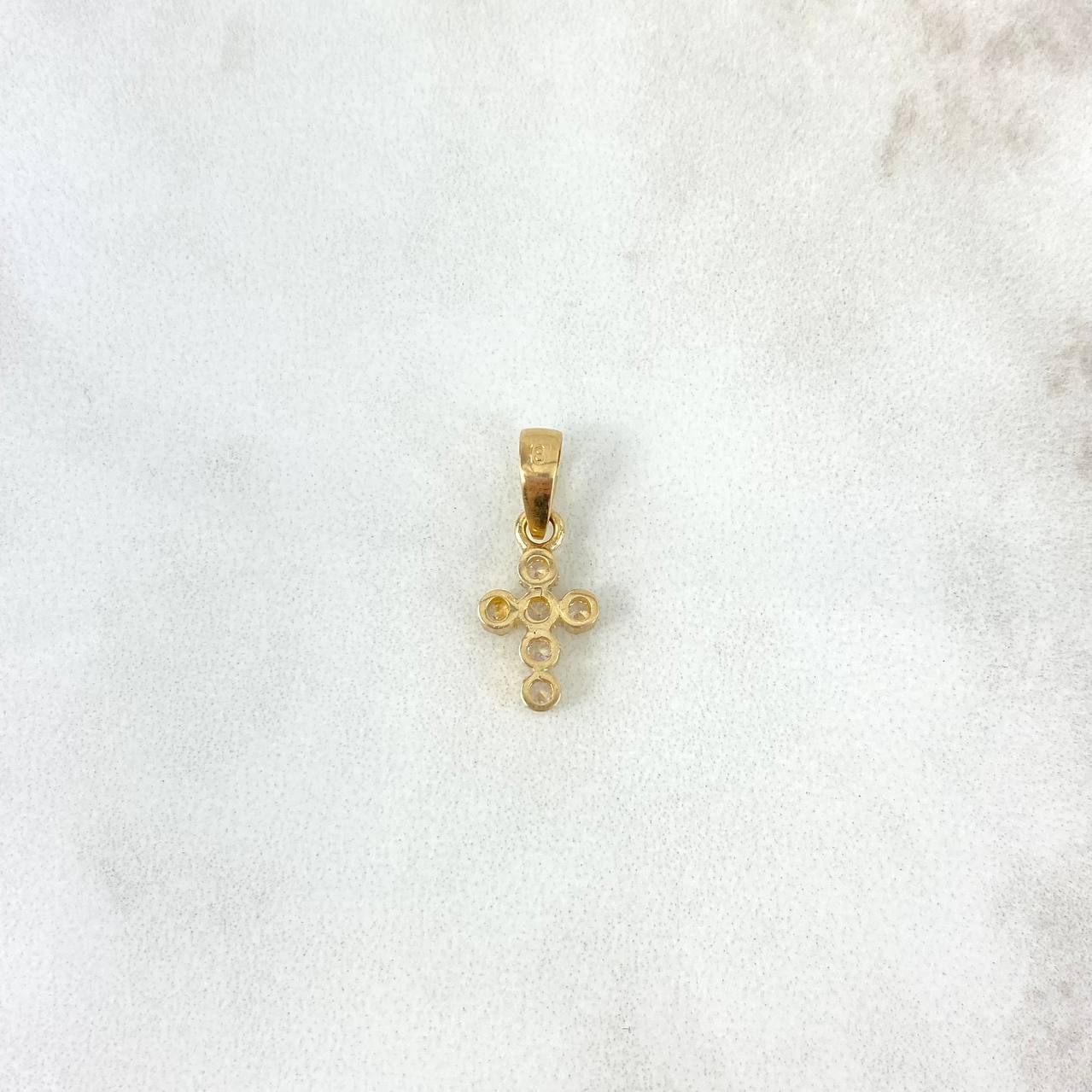 Dije Cruz Tupida 1.1gr / 1.8cm / Circones Blancos Oro Amarillo *