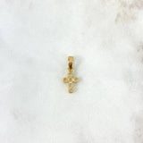 Dije Cruz Tupida 1.15gr / 1.9cm / Circones Blancos Oro Amarillo