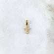 Dije Cruz Tupida 1.15gr / 1.9cm / Circones Blancos Oro Amarillo