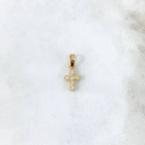 Dije Cruz Tupida 1.15gr / 1.9cm / Circones Blancos Oro Amarillo