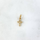 Dije Cruz Tupida 0.8gr / 1.8cm / Circones Blancos Oro Amarillo *