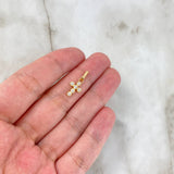 Dije Cruz Tupida 0.8gr / 1.8cm / Circones Blancos Oro Amarillo *