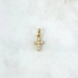 Dije Cruz Tupida 0.8gr / 1.8cm / Circones Blancos Oro Amarillo *