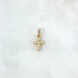 Dije Cruz Tupida 0.8gr / 1.8cm / Circones Blancos Oro Amarillo *