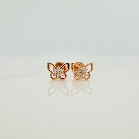 Topos Silueta Mariposa Flor 0.75gr / 6.05mm Oro Rosa 18K &