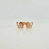 Topos Silueta Mariposa Flor 0.75gr / 6.05mm Oro Rosa 18K &