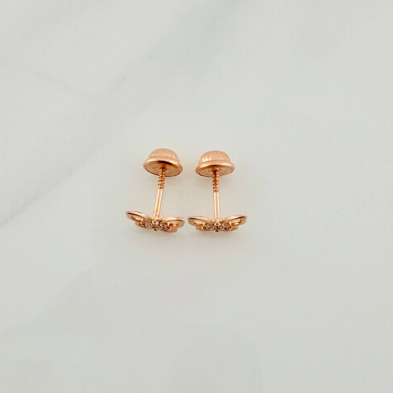 Topos Silueta Mariposa Flor 0.75gr / 6.05mm Oro Rosa 18K &