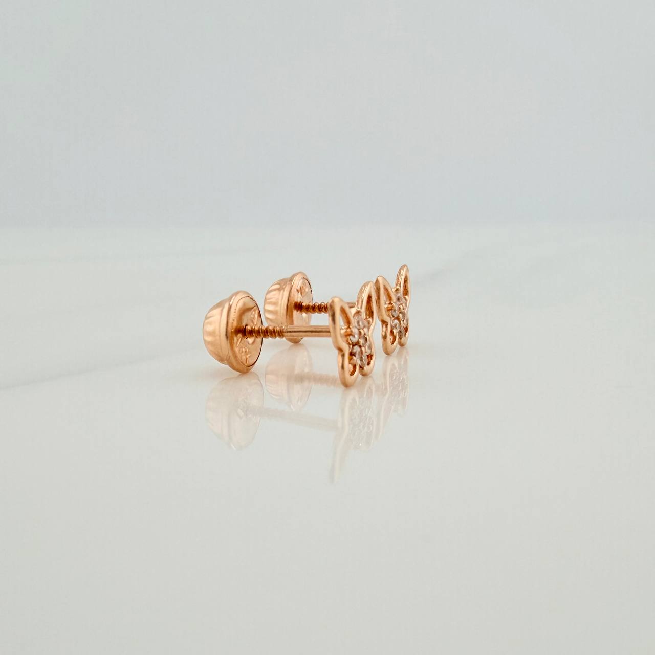 Topos Silueta Mariposa Flor 0.75gr / 6.05mm Oro Rosa 18K &