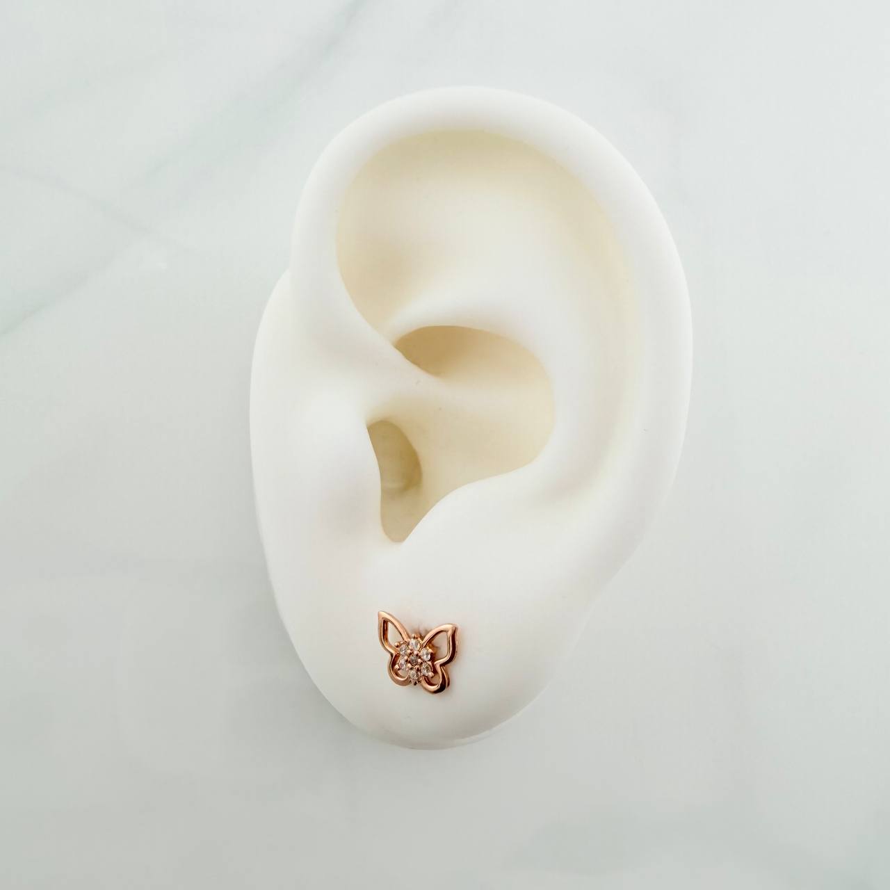 Topos Silueta Mariposa Flor 0.75gr / 6.05mm Oro Rosa 18K &