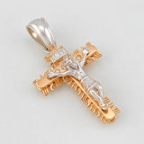 Dije Cruz Cristo 8.15g / 3.5cm Dos Oros Blanco Rosa 18K