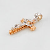 Dije Cruz Cristo 8.15g / 3.5cm Dos Oros Blanco Rosa 18K