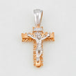 Dije Cruz Cristo 8.15g / 3.5cm Dos Oros Blanco Rosa 18K