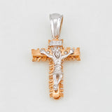 Dije Cruz Cristo 8.15g / 3.5cm Dos Oros Blanco Rosa 18K