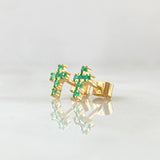 Topos Crúz 1.3gr / 8.6mm / Esmeraldas 24pts Oro Amarillo 18K (Joya)