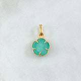 Dije Flor 2.5gr / 2.3cm / Esmeralda 2.5 Qts Oro Amarillo 18K (Joya) *