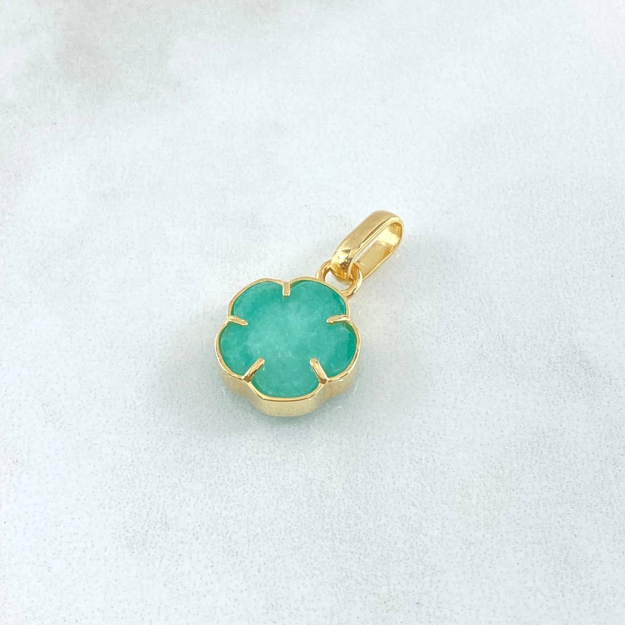 Dije Flor 2.7gr / 2.5cm / Esmeralda 2.5 Qts Oro Amarillo 18K (Joya) *