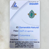Anillo Halo Gota Tupido 6.15gr / T6 3/4 / Esmeraldas 1.17 Qts Diamantes 34pts Oro Amarillo 18K (Joya) *