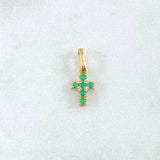 Dije Crúz Tupida 0.85gr / 1.6cm / Esmeraldas 18pts Oro Amarillo 18K (Joya) *