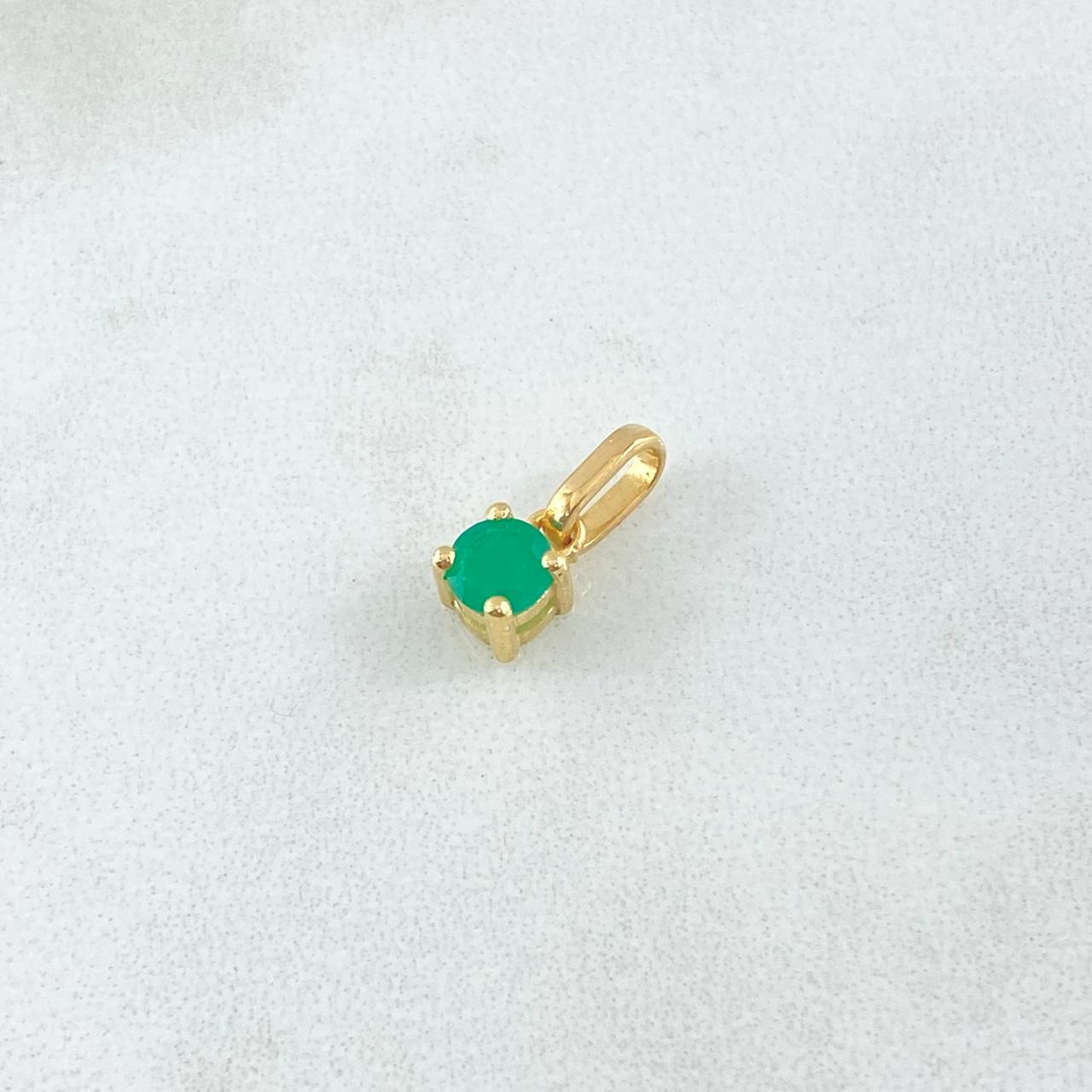 Dije Circulo 0.7gr / 1cm / Esmeralda 35pts Oro Amarillo 18K (Joya)
