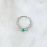 Anillo Solitario Puente 1.25gr / T6 1/2 / Esmeralda 26pts Oro Blanco 18K (Joya) *