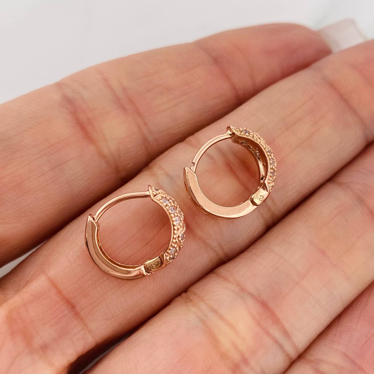 Candongas Zig Zag Basteada 2.75gr / 1.1cm / 5.6mm Oro Rosa 18K &