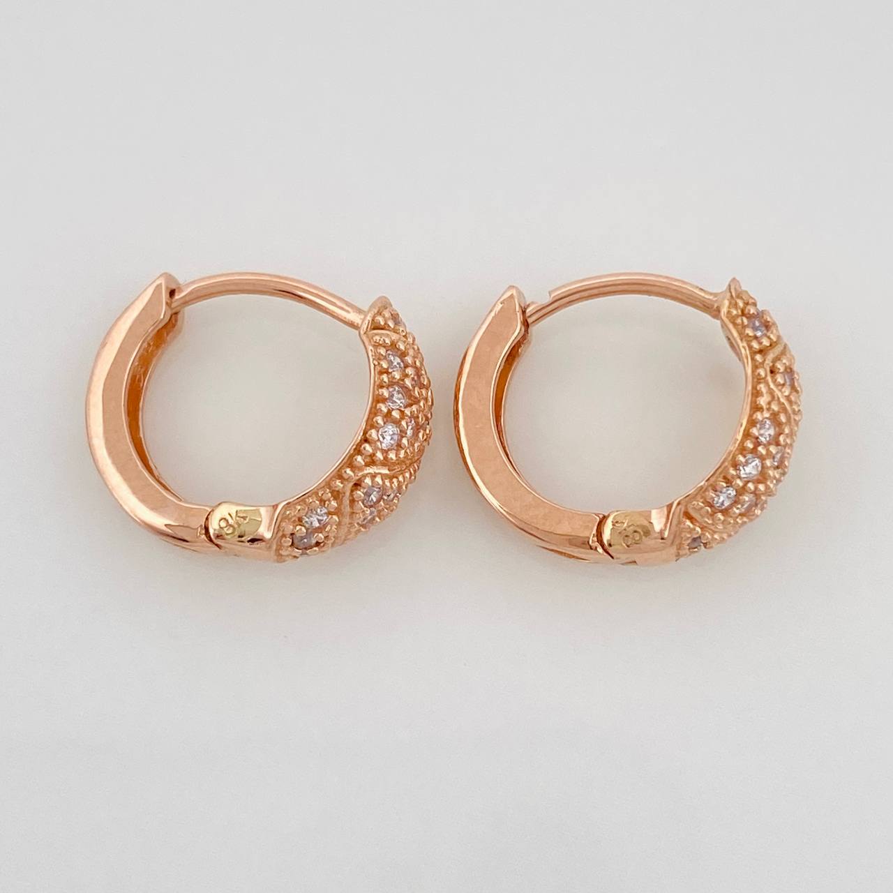 Candongas Zig Zag Basteada 2.75gr / 1.1cm / 5.6mm Oro Rosa 18K &
