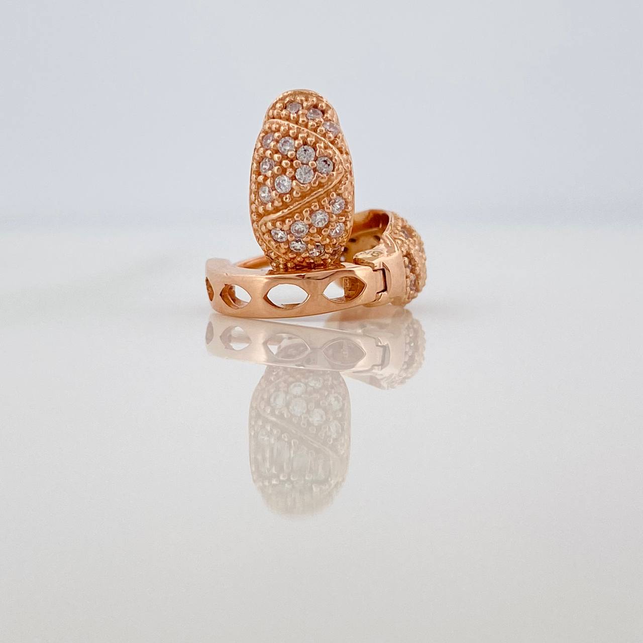 Candongas Zig Zag Basteada 2.75gr / 1.1cm / 5.6mm Oro Rosa 18K &