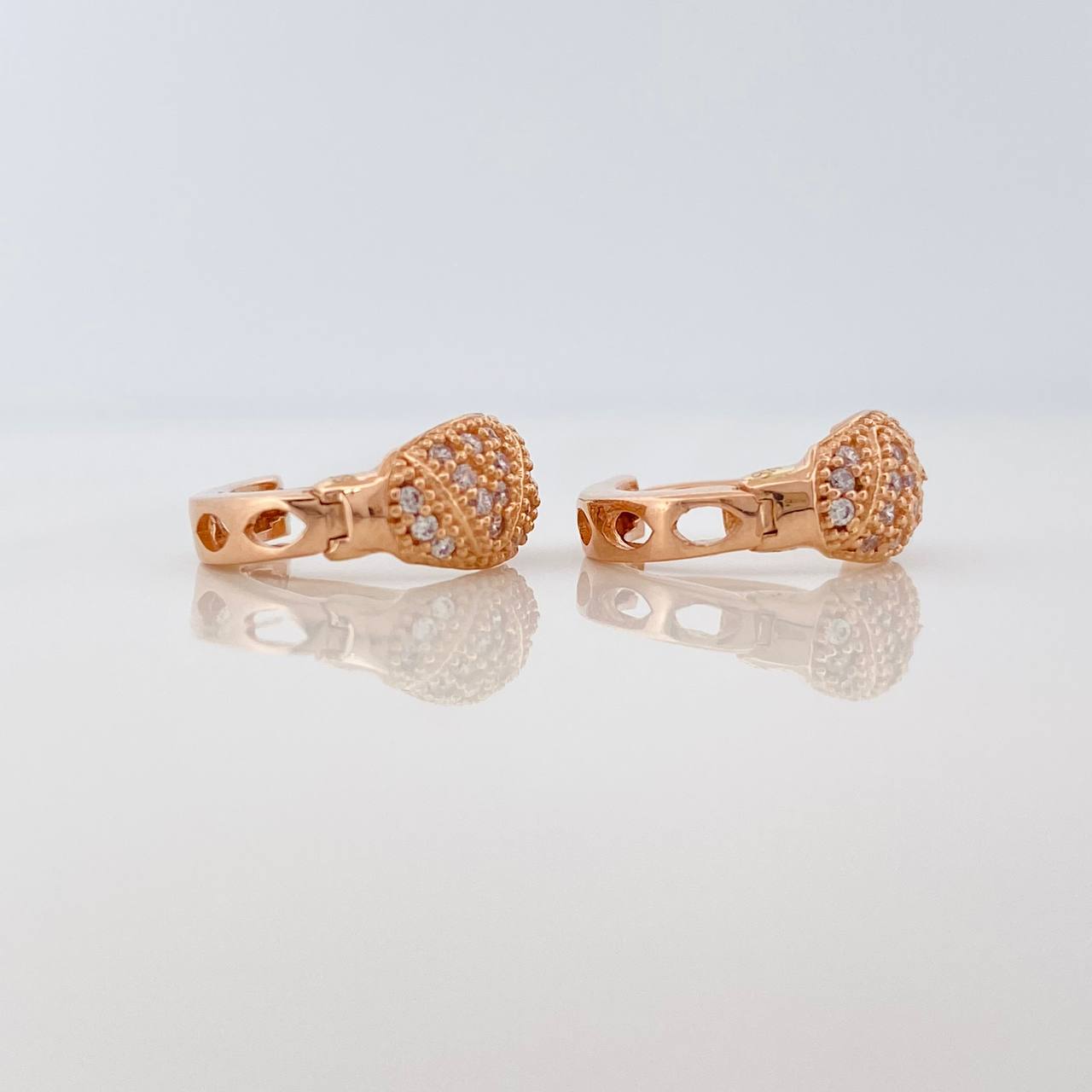 Candongas Zig Zag Basteada 2.75gr / 1.1cm / 5.6mm Oro Rosa 18K &