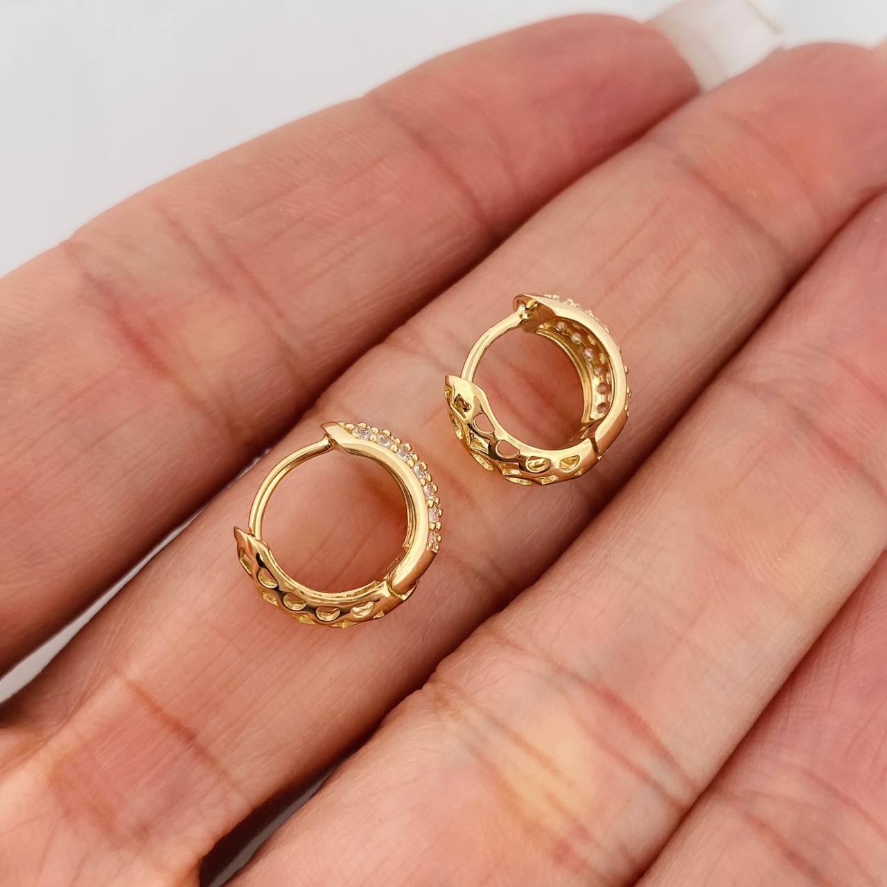 Candongas Triple Carril 2.5gr / 1.2cm / 4mm Oro Amarillo 18K &