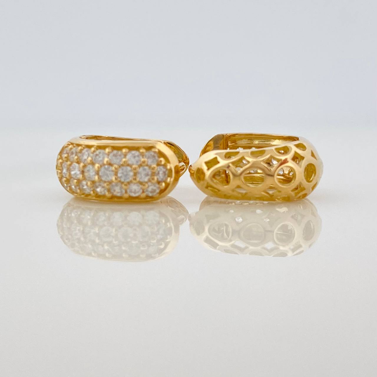 Candongas Triple Carril 2.5gr / 1.2cm / 4mm Oro Amarillo 18K &
