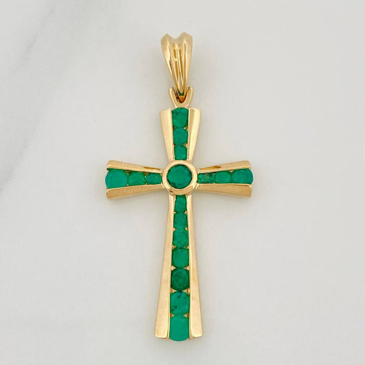 Dije Cruz Esmeraldas 95 pts 2.95gr / 3.6cm / Oro Amarillo 18K %