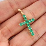 Dije Cruz Luz Verde Esmeraldas 1.03 qts 1.9gr / 3cm / Oro Amarillo 18K %