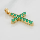 Dije Cruz Luz Verde Esmeraldas 1.03 qts 1.9gr / 3cm / Oro Amarillo 18K %