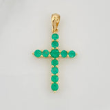 Dije Cruz Luz Verde Esmeraldas 1.03 qts 1.9gr / 3cm / Oro Amarillo 18K %
