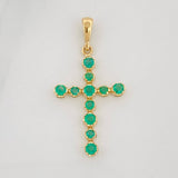 Dije Cruz Luz Verde Esmeraldas 30 pts 1.05gr / 3cm / Oro Amarillo 18K %