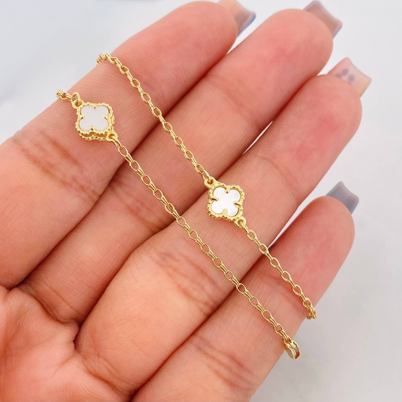 Tobillera Rolo Trebol 3.25g / 25cm / 1.3mm Oro Amarillo 18K