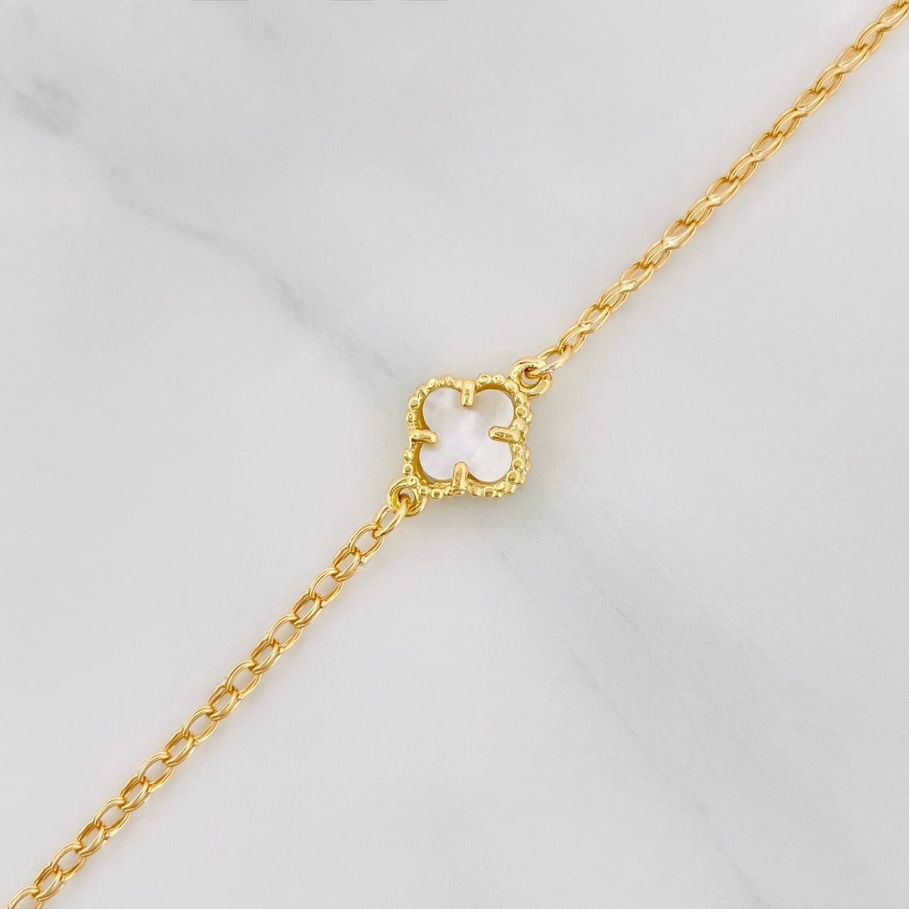 Tobillera Rolo Trebol 3.25g / 25cm / 1.3mm Oro Amarillo 18K