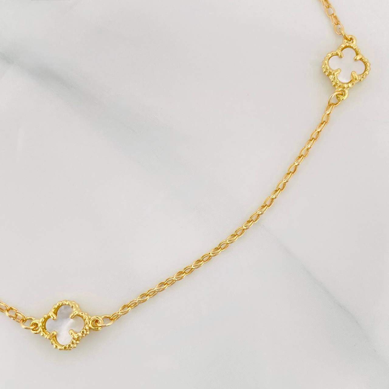 Tobillera Rolo Trebol 3.25g / 25cm / 1.3mm Oro Amarillo 18K