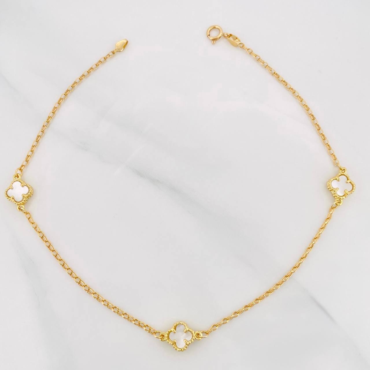 Tobillera Rolo Trebol 3.25g / 25cm / 1.3mm Oro Amarillo 18K