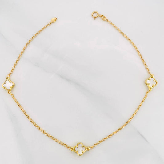 Tobillera Rolo Trebol 3.25g / 25cm / 1.3mm Oro Amarillo 18K